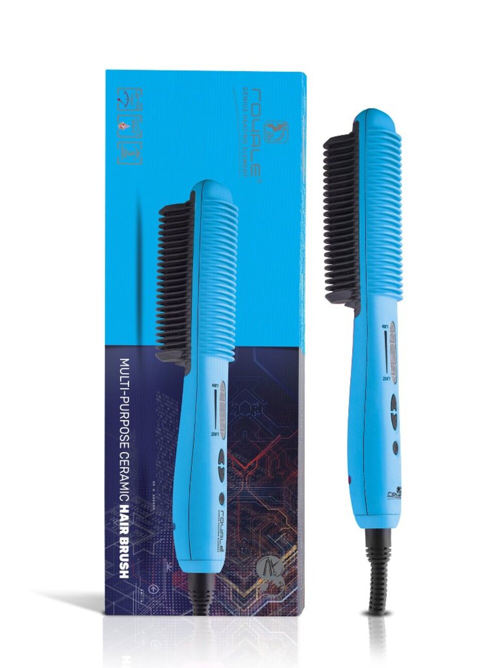 Royale Ceramic straightening Brush - FREE Travel case and Comb